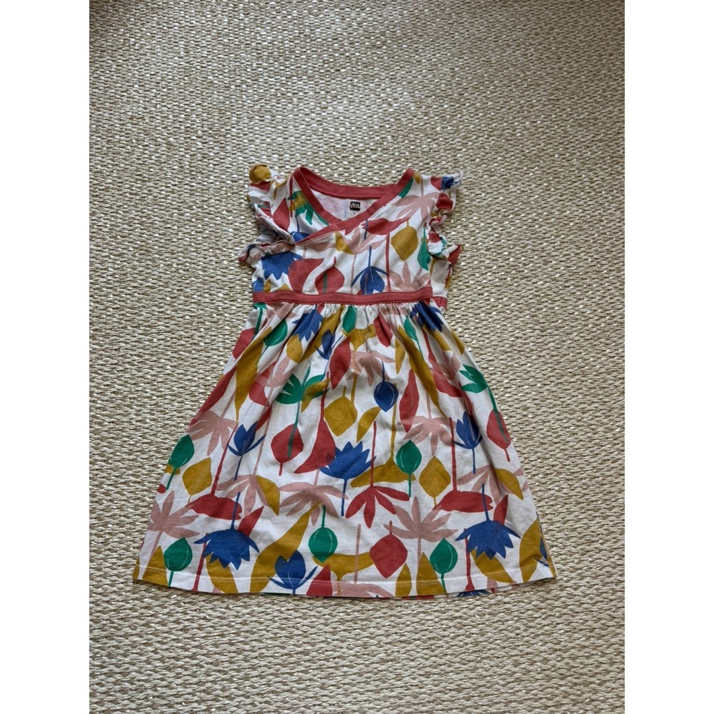 Girls Tea Collection Dress. Toddler 4 Floral Faux Wrap Tropical